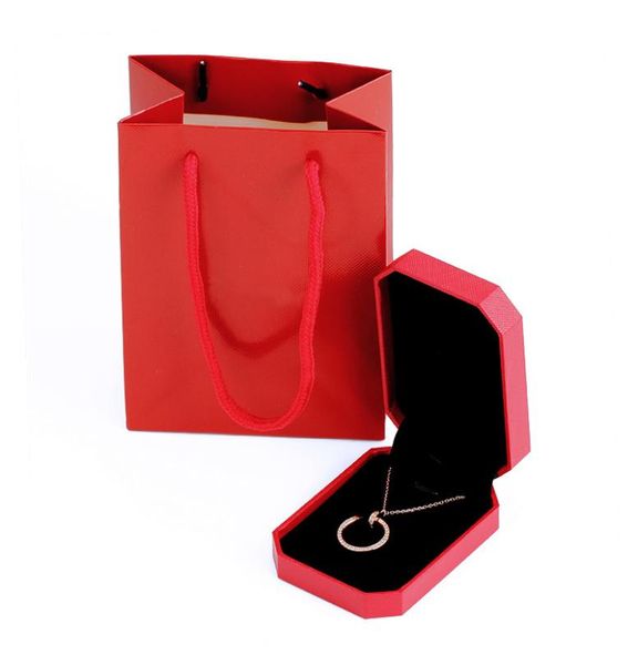 

red box nail pendant necklaces for woman man 925 silver rose gold jewelry classic love men women designer necklace6602903