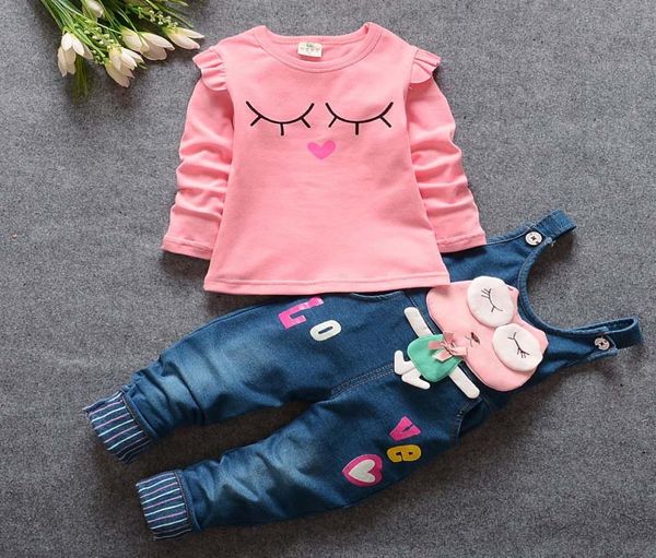 

spring autumn baby girls clothing sets cartoon kids girl blouseoveralls pants clothes set for children girls tracksuit outfi2080549, White