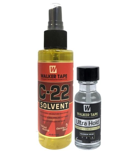 

1bottle walker tape c22 solvent remover 4 oz 1bottel ultra hold small adhesive glue for toupee hair 05 oz 15ml7404205, Black;brown