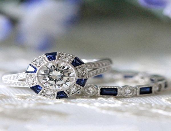 

temperament blue support pa stone ladder set diamond ring finger ornaments ma039am3946034, Silver