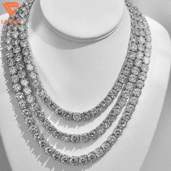 

fashion vvs moissanite tennis chain 3mm/4mm/5mm/6mm white gold plated s925 silver necklaces for men or women