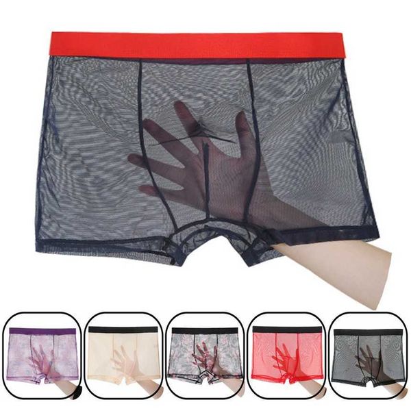 

32% off ribbon factory store seamless underwear very thin and transparent men' boxershort mid to layer mesh zlat om pants, Red;black