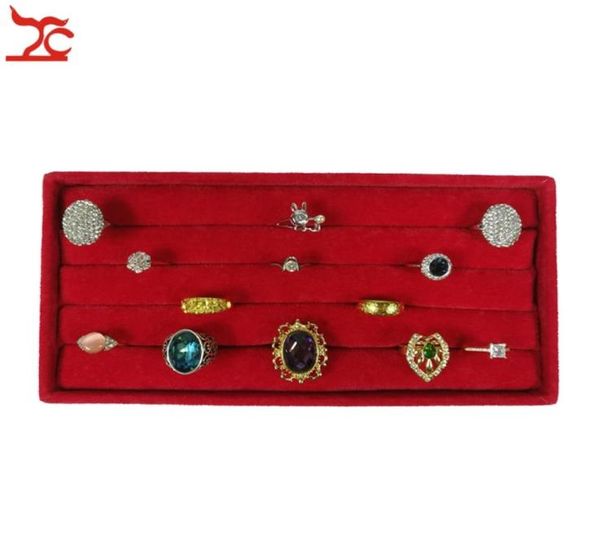 

red velvet small ring tray case earring stud cufflinks display box 1909904, Black