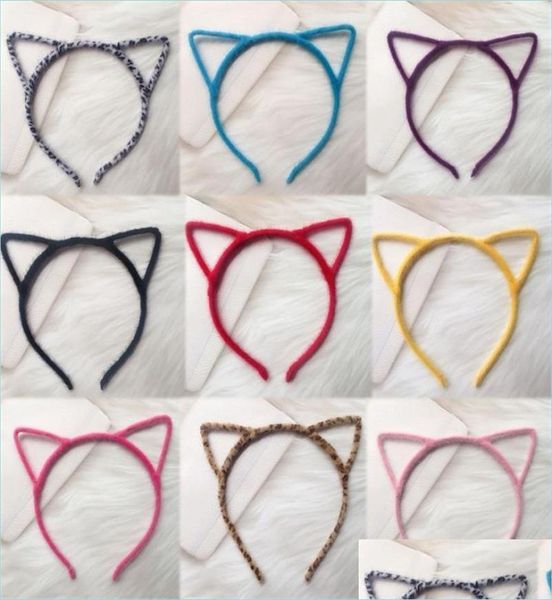 

headbands fashion cat ears headbands hair hoop leopard print plush headdress children female headband cute 0 42jh y2 drop delivery2726518, Silver