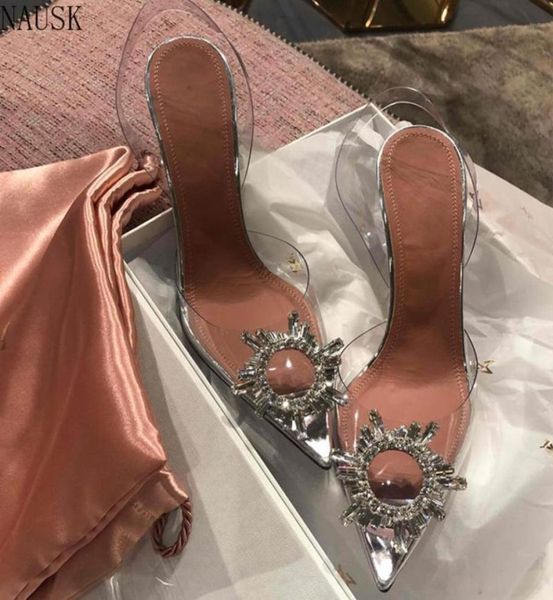 

transparent pvc sandals women pointed clear crystal cup high heel stilettos pumps summer shoes peep toe women pumps size 437367657, Black