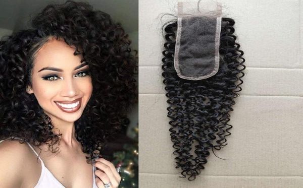 

peruvian human hair 2x6 lace closure with baby hairs natural color kinky curly virgin hair closures middle part 1024inch6115113, Black;brown