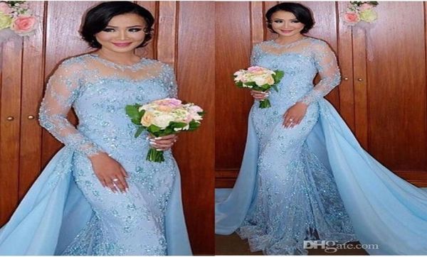 

illusion long sleeves saudi arabia pageant dresses 2017 ice blue evening gowns appliques bling detachable prom gowns5079095, Black;red