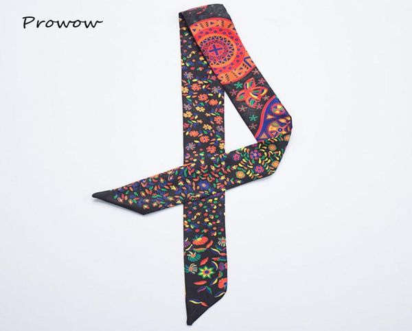 

scarves twill silk small women fashion head bag scarf flower print hair handle tie multifunction hand ribbon sj0687908165, Blue;gray