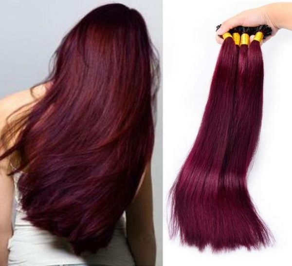 

v tip 99j 1gstrand 100strandslot keratin pre bonded 8a remy human hair fusion hair extension5145258, Black
