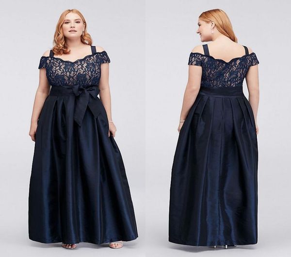 

dark navy plus size lace prom dresses off the shoulder evening gowns with sash a line taffeta floor length formal dress8637324, Black
