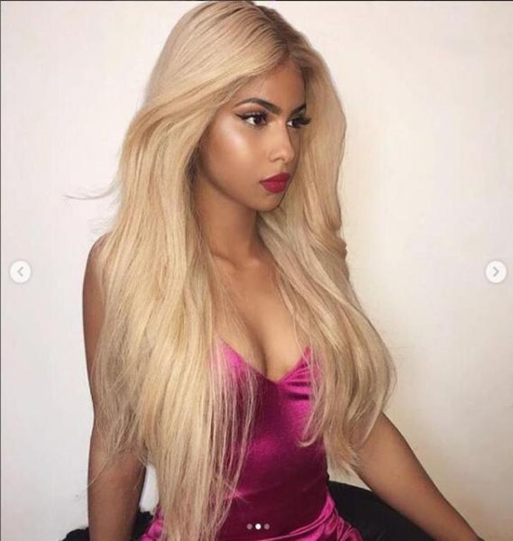 

beautiful long ombre blonde wavy wig baby hair lace front wig for women2545110, Black;brown