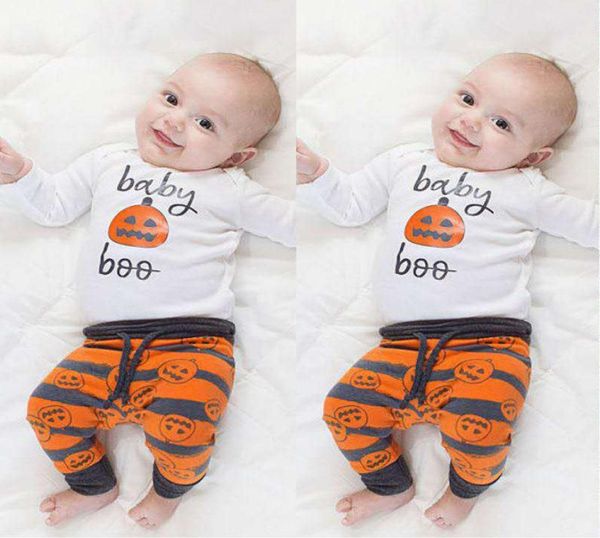 

baby girls clothing sets all hallows newborn baby boys girls clothes long sleeve romper jumpsuit long pants cap 3pcs set7993454, White