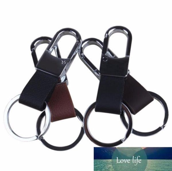 

whole 1pcs new brown black color men039s faux leather strap keyring keychain key chain ring clip holder5155778, Silver