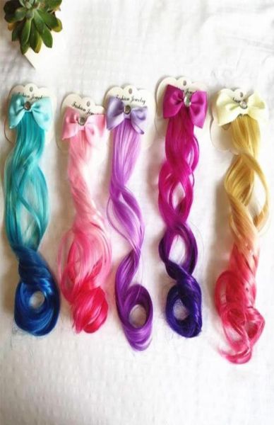 

hair accessories 1 pcs child bow clip long gradient curls hairpin ribbon for girls kids sweet fashion cute headband styling tool1786132, Slivery;white