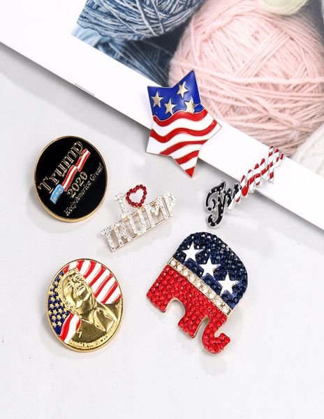

trump brooch american patriotic republican election diamond pin trump election commemorative badge wy11553596979, Gray