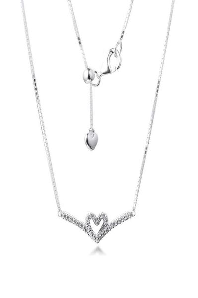 

925 sterling silver sparkling wishbone heart collier necklace chain for women men fit pandora style necklaces gift jewelry 399273c4634386