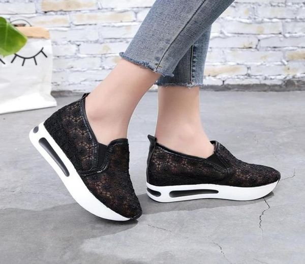 

2019 new women casual platform shoes shoes wedges women sneakers shoes trainers loafers height increasing3475644, Black;white
