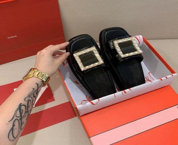 

diamond buckle home slippers hardware comfortable rhombus stepping sheepskin fabric sandals 4 colors9097923, Black
