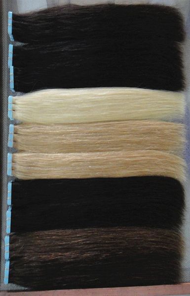 

whole tape in human hair extensions skin weft colors blonde remy hair 16 to 24 inch 20pcsbag40g50g60g 7119603, Black