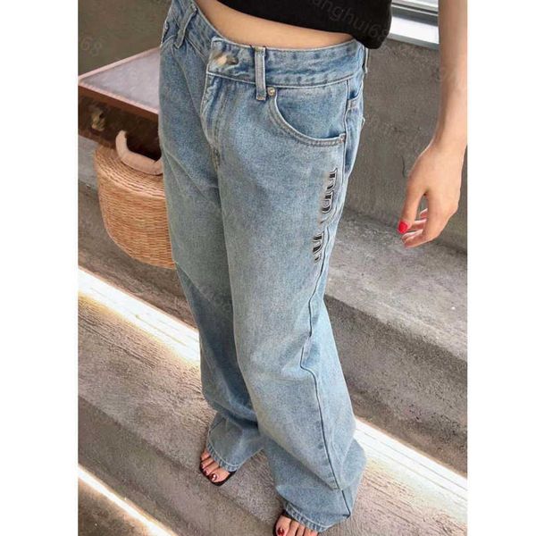 

23ss women jeans womens pants denim jeans designer logo letter fashion all-in-one denim pants womens clothing a1, Blue