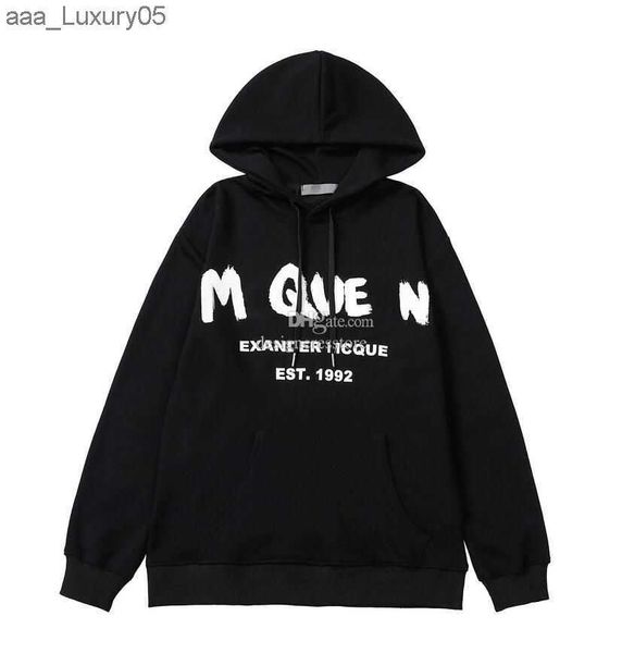 

men's hoodies sweatshirts men hoodie fashion women streetwear pullover loose lovers clothing hig h quality mc queens mcqueens alexande, Black