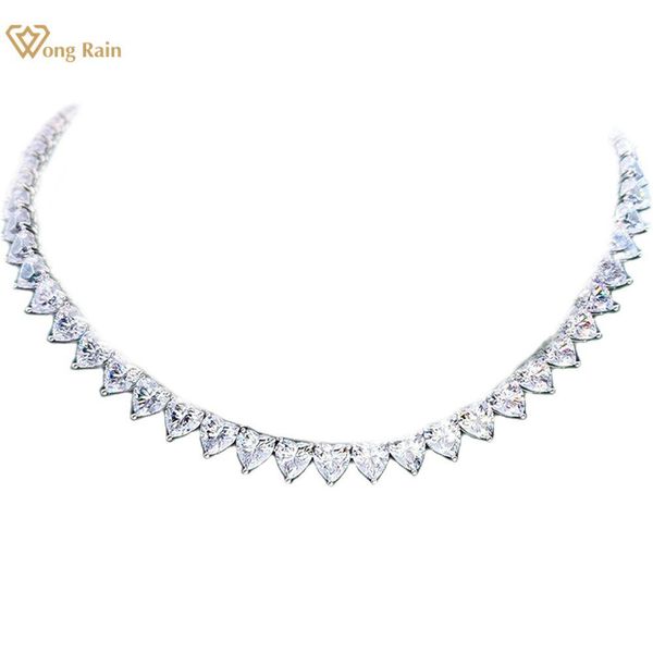 

necklaces wong rain fashion 100% 925 sterling silver 6*7 mm heart cut created moissanite gemstone chain necklace for women fine jewelry
