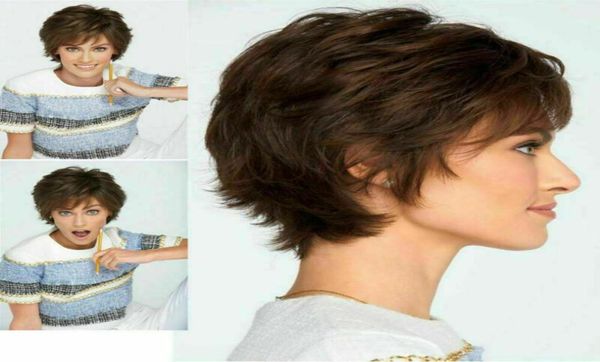 

fashion women short hair wig boycut natural brown wigs stylish cosplay party5838413, Black