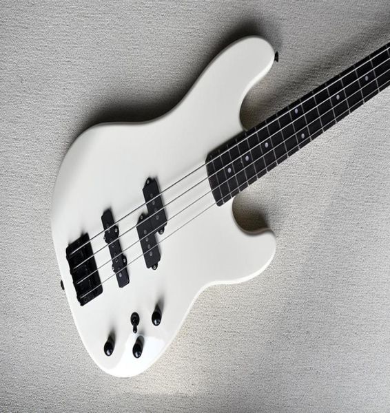 

factory custom milk white 4string electric bass guitarblack hardwaresrosewood fingerboardno pickguardoffer customized2464761