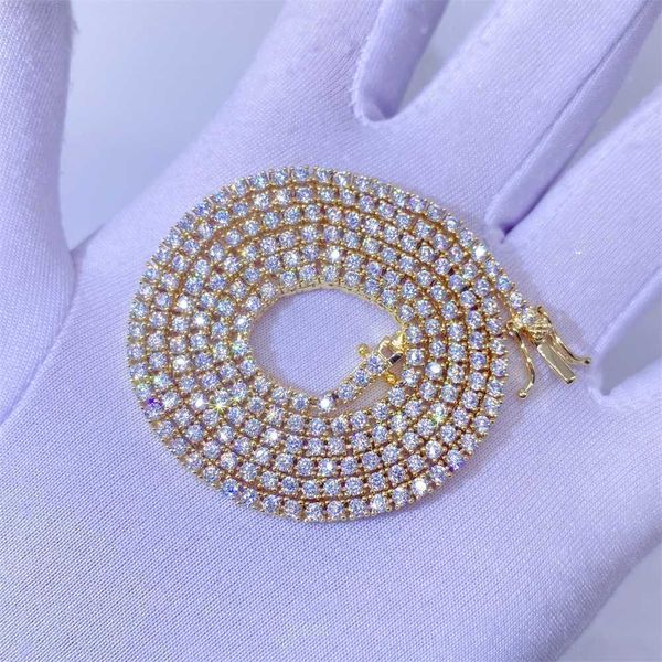 

designer jewelry luxury 10k solid gold 2.0mm claw set natural si1/vs diamond tennis bracelet necklace, Silver
