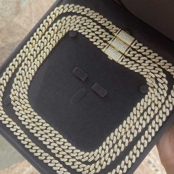 

designer jewelry iced out 10mm vvs gra certificate pass diamond tester moissanite cuban link women, Silver