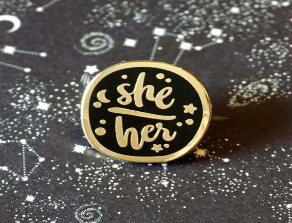 

pins brooches she her starry pronouns enamel pin lapel pins badge brooch jewelry accessory287u4057017, Gray