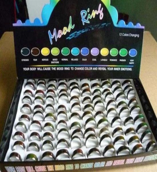 

100pcs epack fashion mood ring changing colors rings size 16 17 18 19 20 stainless steel263z7046053, Silver