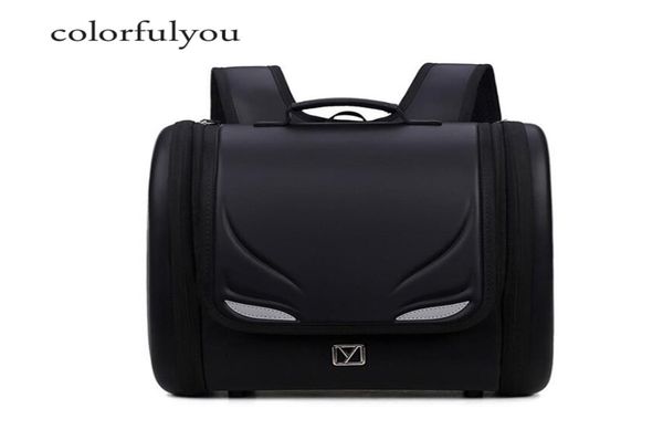 

orthopedic children school bags for girls and boys kids monster eye backpack japan waterproof pu book bag mochila escolar 2112179019820