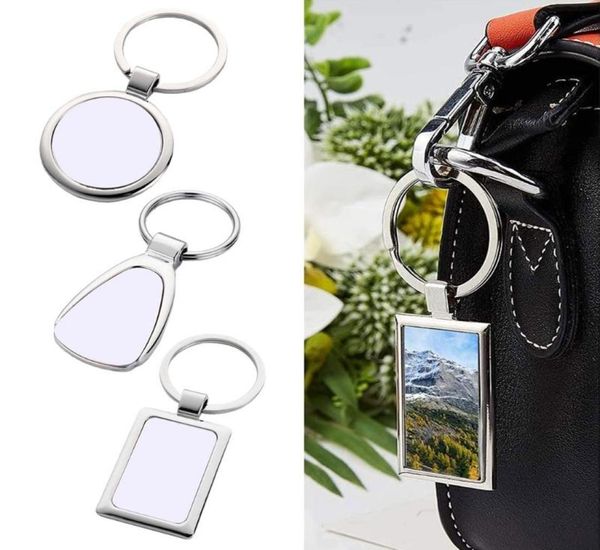 

keychains 10pcs sublimation blanks rectangle transfer with metal round key rings for heat press8882594, Silver