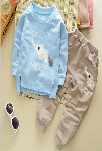 

baby boys clothing sets 2018 autumn spring children girls boys cartoon elephant sport suit kids sweatshirtpants tracksuit sets1990534, White