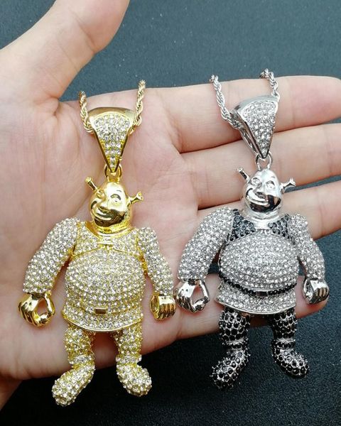 

fashion hip hop zinc alloy cartoon shrek pendant necklace cartoon character pendant necklace factory direct 2010141413085, Silver