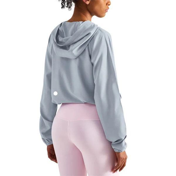 

ll summer new yoga outfit hooded sunscreen non slip zipper loose fitness clothing adjustable cap rope sports women jogging outfit hp1447