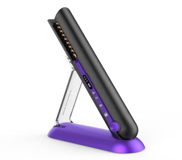 

wireless hair straightener professional portable rechargeable cordless hair straightener flat iron hair tools 2206133110433, Black