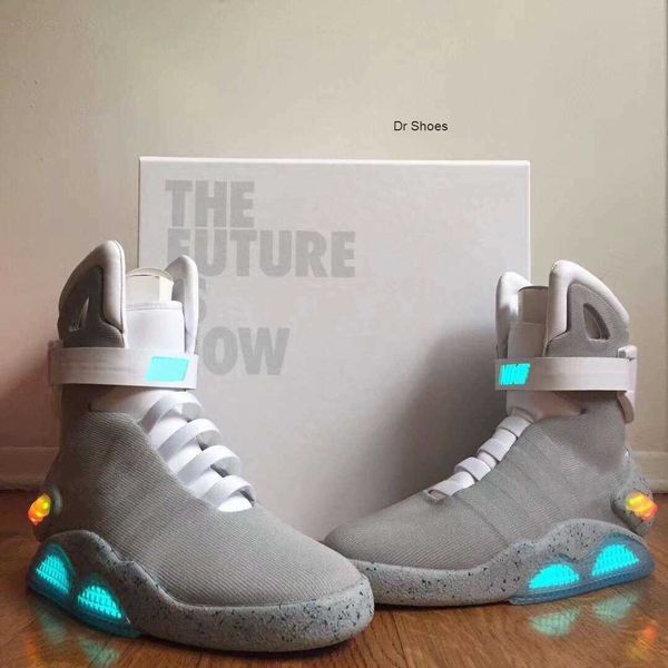 

2021 release authentic air mag back to the future fashion sneakers mens women sports shoes led lighting outdoor trainers with original box, Black