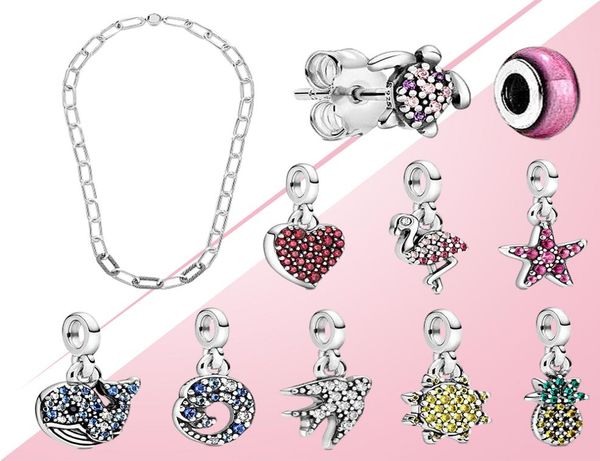 

fahmi 100 925 sterling silver 1 1 my blue whale dangle charm sea single stud earring link necklace me series pendan4344052