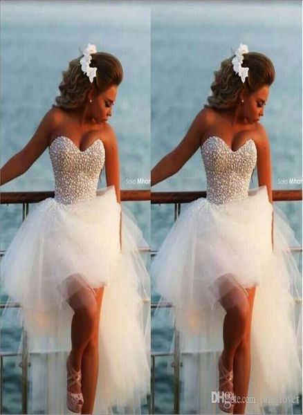 

sweetheart crystal beads wedding dresses puffy tulle skirt fashion full pearls formal pageant party gowns beach bridal gowns vesti7077338, White