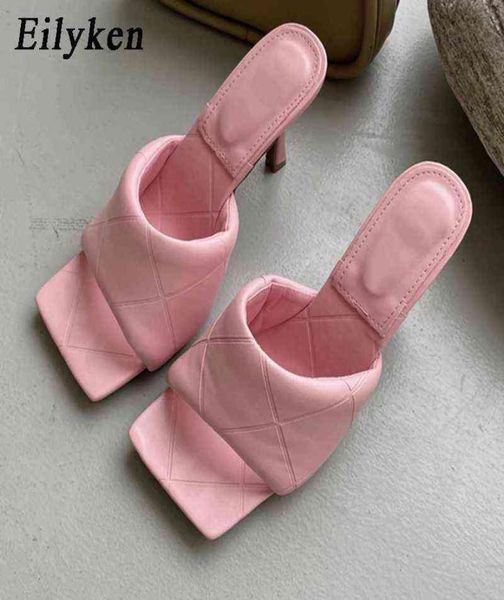

eilyken 2022 summer new women slipper peep toe thin high heel sandal shoes ladies pu leather slides pumps y2203014440010, Black