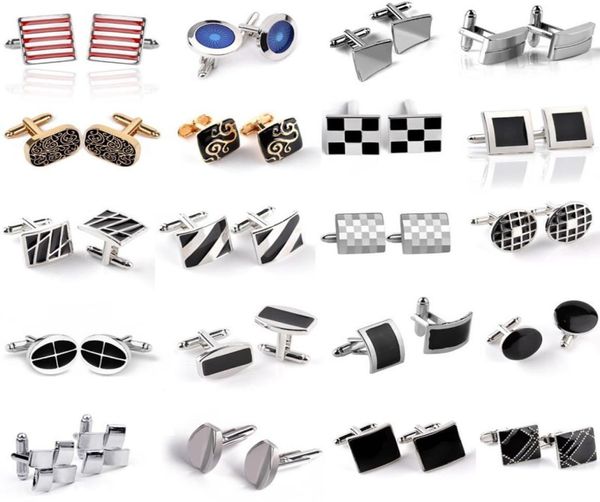 

classical man cuff links designer alloy french enamel woman cufflinks 18k gold plated black silver square circle shirt business su7473245