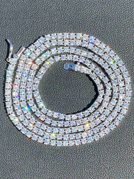 

4mm moissanite 14k white gold plated tennis chain necklace, Silver