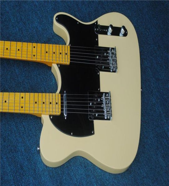 

factory custom double neck yellow electric guitar with 126 stringsmaple fretboardcan be customized electricguitar9312127