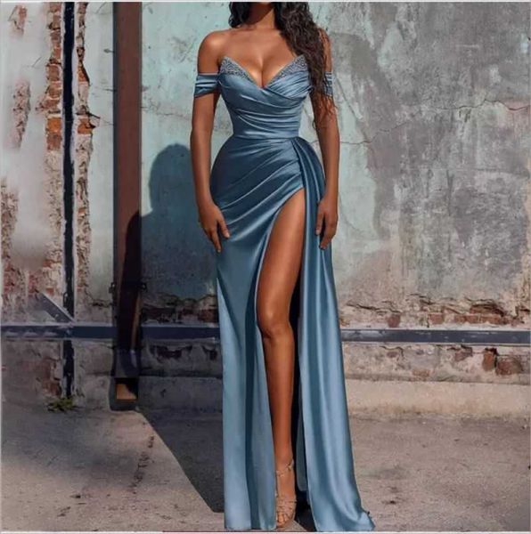 

2023 new drill wipe chest slit banquet elegant dress evening dress, White;black