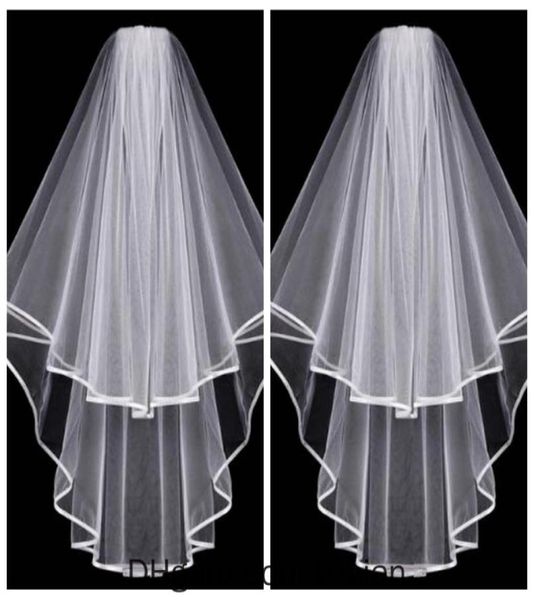 

simple short white ivory bridal veil 2020 two layers with comb bridal wedding accessories hair accessories7051082, Black