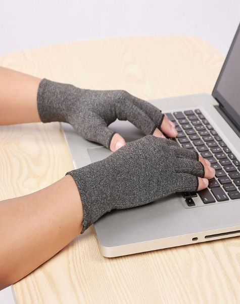 

bow ties women men arthritis compression gloves fingerless joint pain relief rheumatoid osteoarthritis hand wrist support therapy 4600846, Black;gray