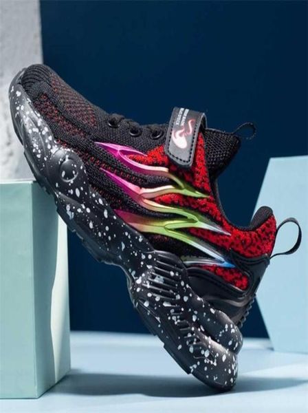 

fashion kids sport shoes boys running sneakers breathable air mesh children casual lightweight girls tenis 2111023196465, Black;red