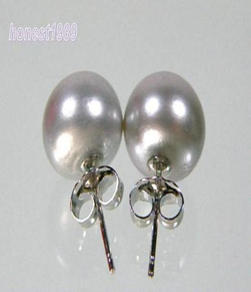

natural 1011mm silver gray akoya pearl stud earring 14kt014251793, Golden;silver